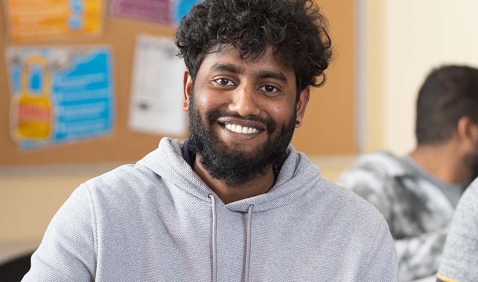Male student smiling
