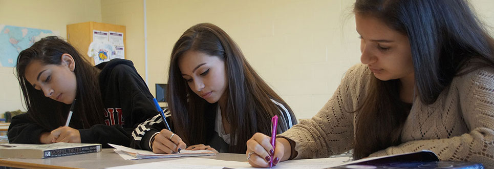 Student sitting at her desk